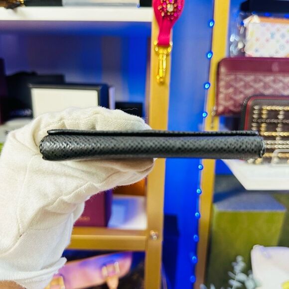 LOUIS VUITTON Gray Black Leather Tri-fold Key Holder Case Wallet - Picture 6 of 10